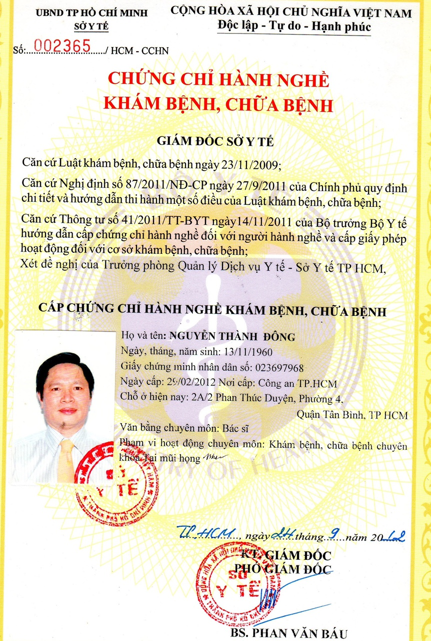 Phòng Khám Tai Mũi Họng - BS.CKI. Nguyễn Thành Đông